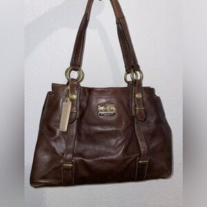 COACH Chocolate Brown Madison Mia Soft LEATHER Bag